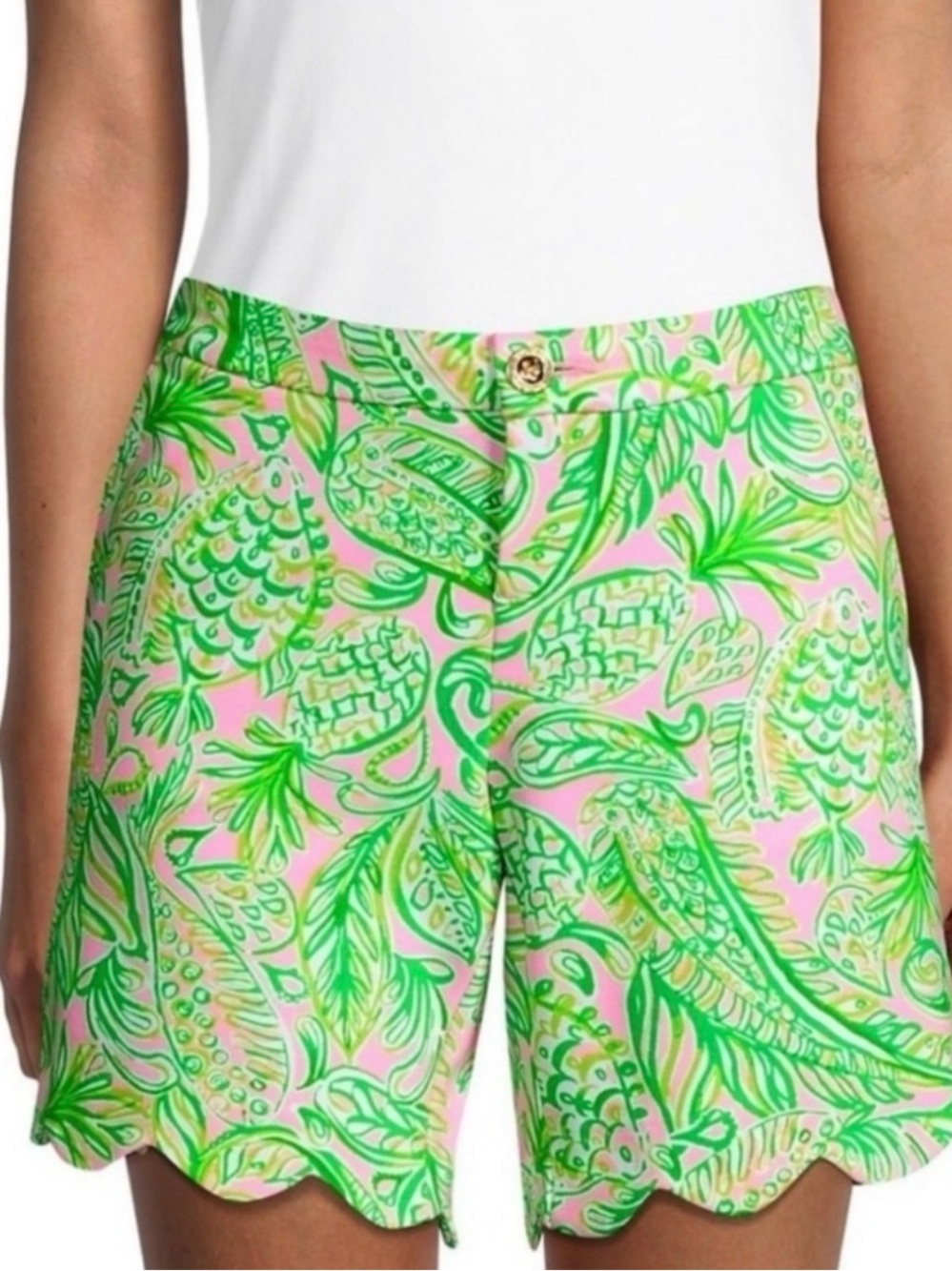 Lilly Pulitzer Darci Knit Shorts w/ Scallop-Hem Size 6 in color Mandevilla Baby